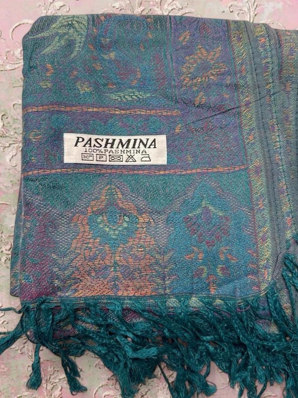 New | Limited Edition: Teal Pastel Multicolor Pashmina Shawl